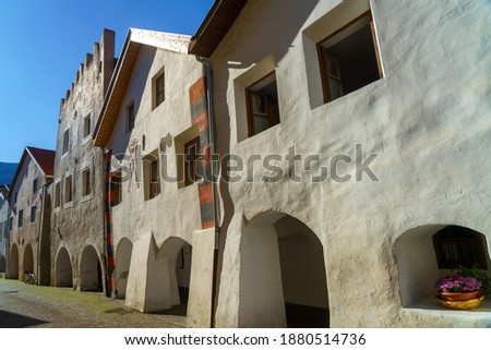 Glorenza, or Glurns, Bolzano, Trentino Alto Adige, Italy: historic city in the Venosta valley. Old street