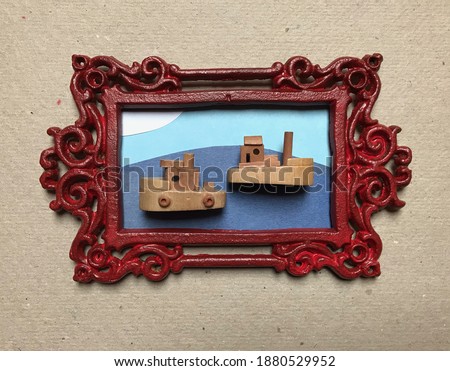 Framed Collage with Two Ships