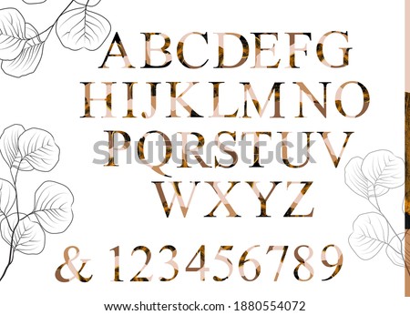 Watercolor alphabet clipart.  Artistic decorative uppercase letters on white background. Gold foil alphabet can be used for monogram, poster, sublimation letters