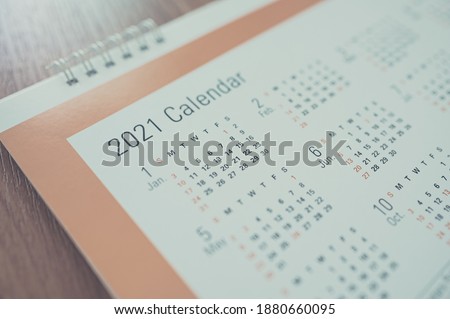 Defocus image, Calendar 2021 month and date schedule. Concept of planning work and life Royalty-Free Stock Photo #1880660095