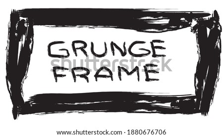 Frame in grunge style. Strokes of black paint with a dry brush on a white background