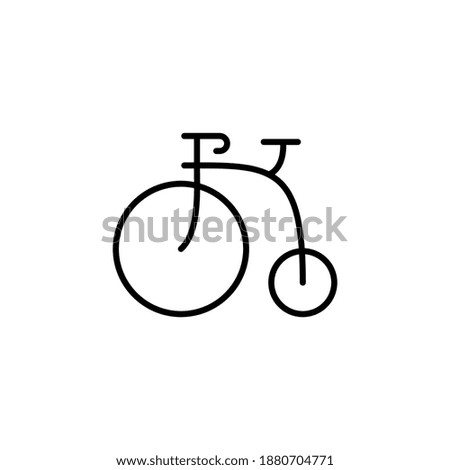 Old Bicycle icon, old, vintage bicycle symbol in flat black line style, isolated on white background
