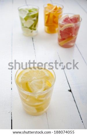 Orange lime lemon and grapefruit drink 