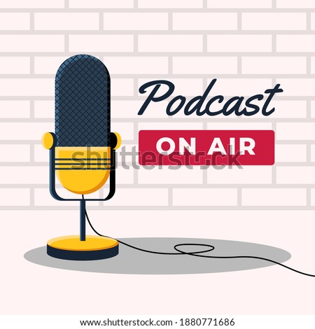 Podcast on air with microphone illustration