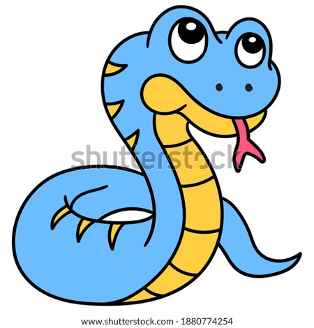 giant venomous python, doodle icon image. cartoon caharacter cute doodle draw