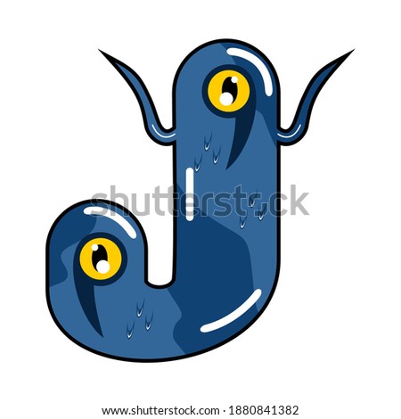 vector cute cartoon monster alphabet "J"
