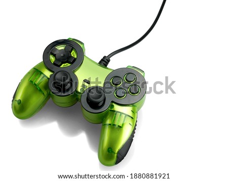 Game controller on white background.
