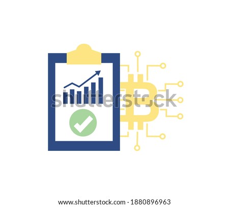 bitcoin and rising value graph icons, illustration, vector.

