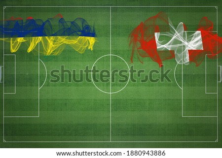 Mauritius vs Switzerland Soccer Match, national colors, national flags, soccer field, football game, Competition concept, Copy space