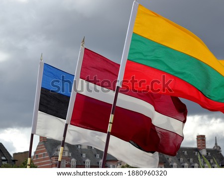 Three Baltic States national flags of Estonia, Latvia and Lithuania
