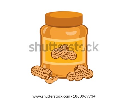 Peanut butter jar with peanuts icon vector. Jar of peanut butter icon isolated on a white background. American food delicacy icon