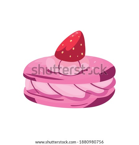 pink cookie with strawberry design, dessert sweet and food theme Vector illustration