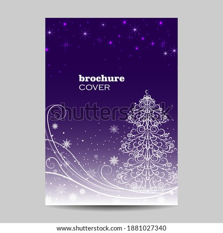 Modern vector template for brochure cover in A4 size. Beautiful winter pattern