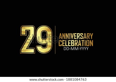 29 year anniversary celebration Yellow Golden Color Sporty Design logotype. anniversary logo isolated on Black background, for celebration, invitation card, and greeting card - Vector