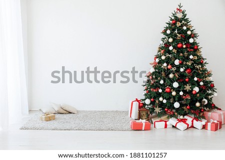 Christmas tree with gifts new year decor December