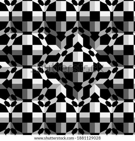 black and white symmetrical patterns.

