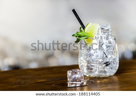 cocktail with lime, mint and ice Royalty-Free Stock Photo #188114405