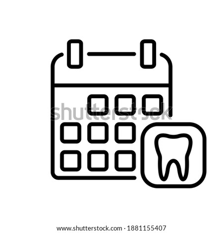 Dentist reception day icon. Schedule an dentist appointment icon. Calendar page with tooth icon vector, linear sign. Dentist, appointment, calendar, doctor, reception