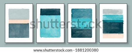 Set of Abstract Hand Painted Illustrations for Postcard, Social Media Banner, Brochure Cover Design or Wall Decoration Background. Modern Abstract Painting Artwork. Vector Pattern Royalty-Free Stock Photo #1881200380