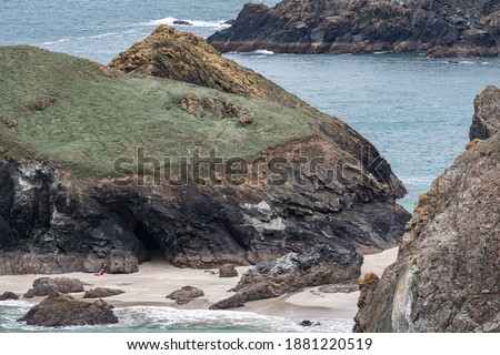 Rocks and beach at kynance cove Cornwall