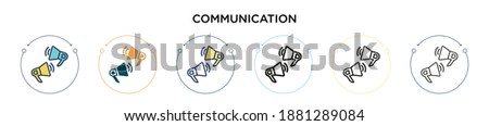 Communication icon in filled, thin line, outline and stroke style. Vector illustration of two colored and black communication vector icons designs can be used for mobile, ui, web
