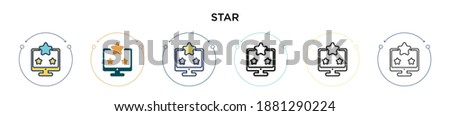 Star icon in filled, thin line, outline and stroke style. Vector illustration of two colored and black star vector icons designs can be used for mobile, ui, web
