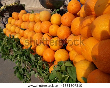A view of fresh oranges. 