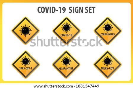 Coronavirus warning and attention icon. Health danger sign, COVID-19 or 2019-nCoV epidemic and pandemic symbol. Simple flat logo template for medical Infographic. Isolated vector