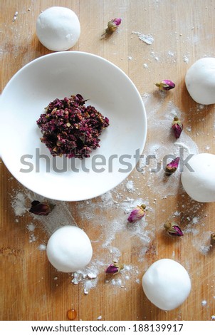 Rice Ball with Rose Royalty-Free Stock Photo #188139917