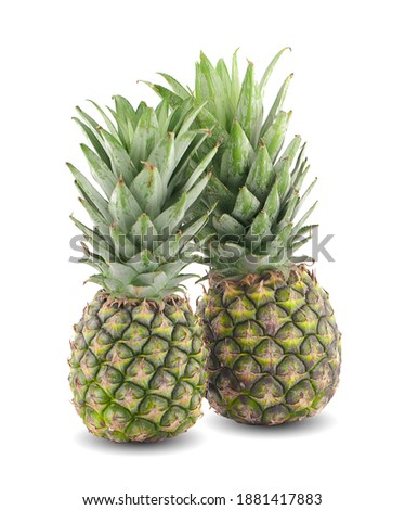 single whole pineapple isolated on white background