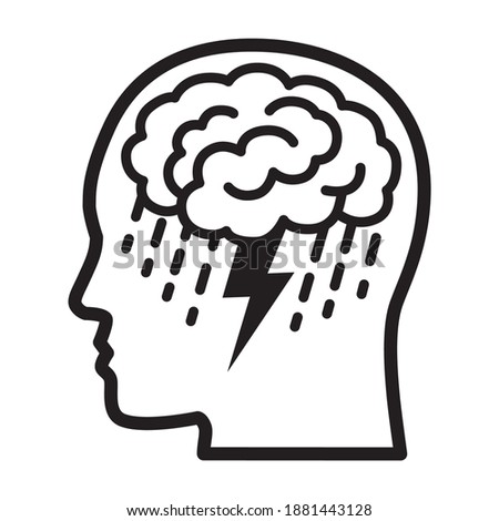 Brainstorm or mental illness disorder line art vector icon for mental health apps and websites