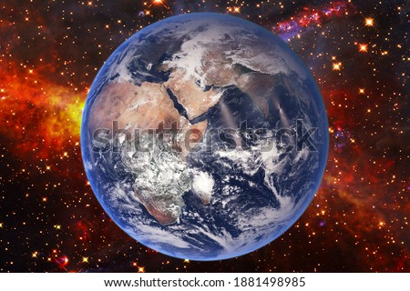 Earth and stars. Blue earth. Great for background.  The elements of this image furnished by NASA.

