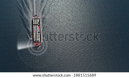 3d rendering-Cargo ship in the sea with radar and antenna signal-aerial 
with technology WIFI connection communication Radar and wireless 5G internet network for logistic transportation .
 Royalty-Free Stock Photo #1881515689