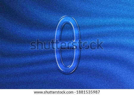 Theta sign. Theta letter, Greek alphabet Symbol, blue glitter background
