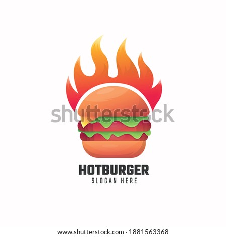 spicy burger gradient logo design template