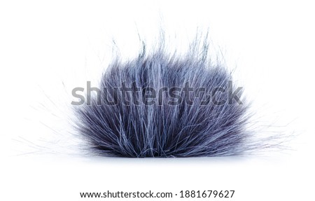 Fluffy windshield for microphone on white background isolation