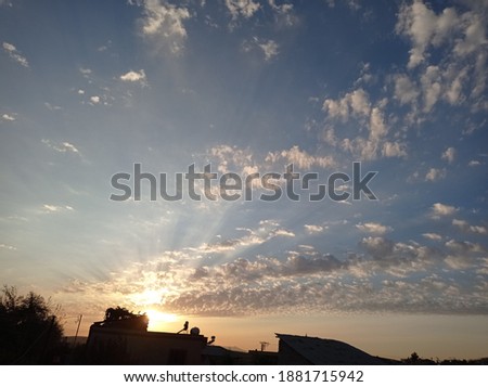 magnificent sunrise and the shape of the clouds