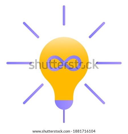 The idea of infinite energy. Еhe light bulb and the infinity sign. Vector illustration.