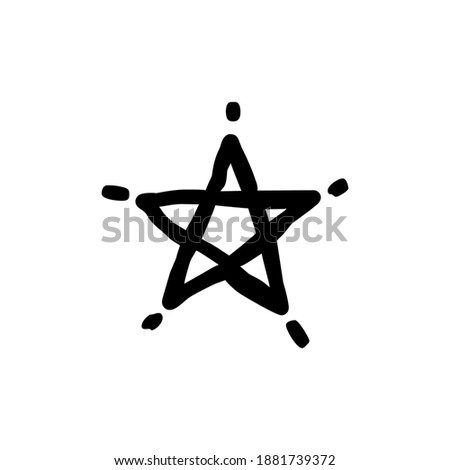 Star brush drawing, stylized simple, funny gouache sketch, print for t-shirts and textile