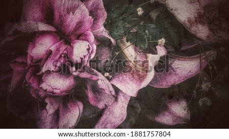 Beautiful dark themed flower bouquet. Artistic effects and filters used.