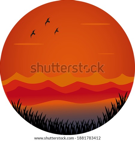 Pretty sunset ,illustration, vector on white background.