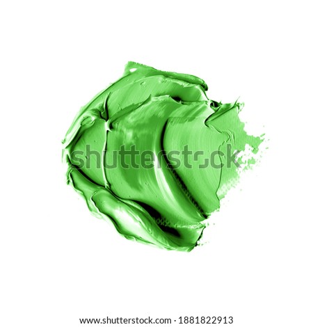 Nature green art oil paint mess  isolated on white background - Image. 
