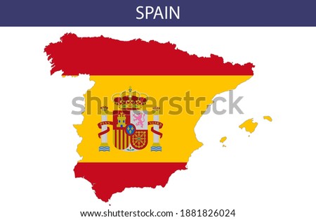 Spain Map with Flag Vector  - Editable flags and maps