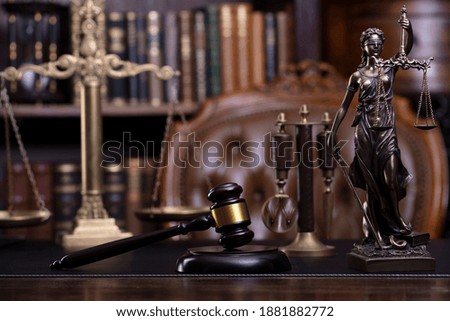 Legal concept. Law and justice symbols. Book background.