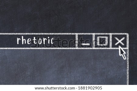Closing browser window with caption rhetoric. Chalk drawing. Concept of dealing with trouble Royalty-Free Stock Photo #1881902905