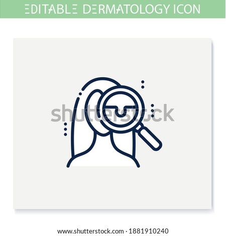 Skin checkup line icon. Skincare, dermatology. Medical examination, dermatologic diseases treatment. Health and beauty concept. Isolated vector illustration. Editable stroke 