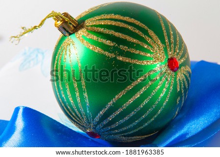 New year concept: gift, balls. Christmas, winter