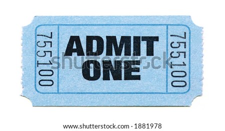Close-Up of Light Blue General Admission Ticket Isolated on a White Background Royalty-Free Stock Photo #1881978
