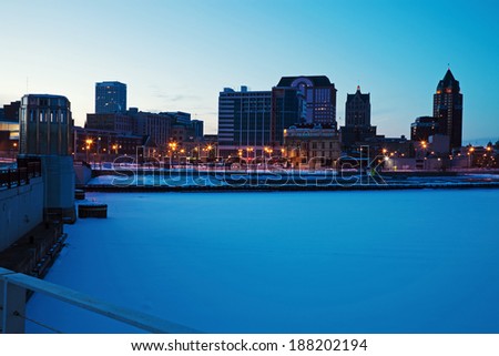 Panoramic Milwaukee, Wisconsin. Morning time.