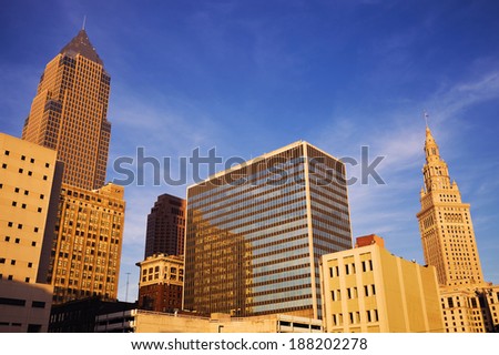 Late afternoon in downtown Cleveland, Ohio.